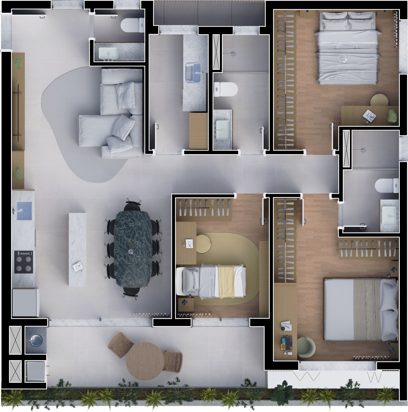 Planta Unidade 01 — 101m²