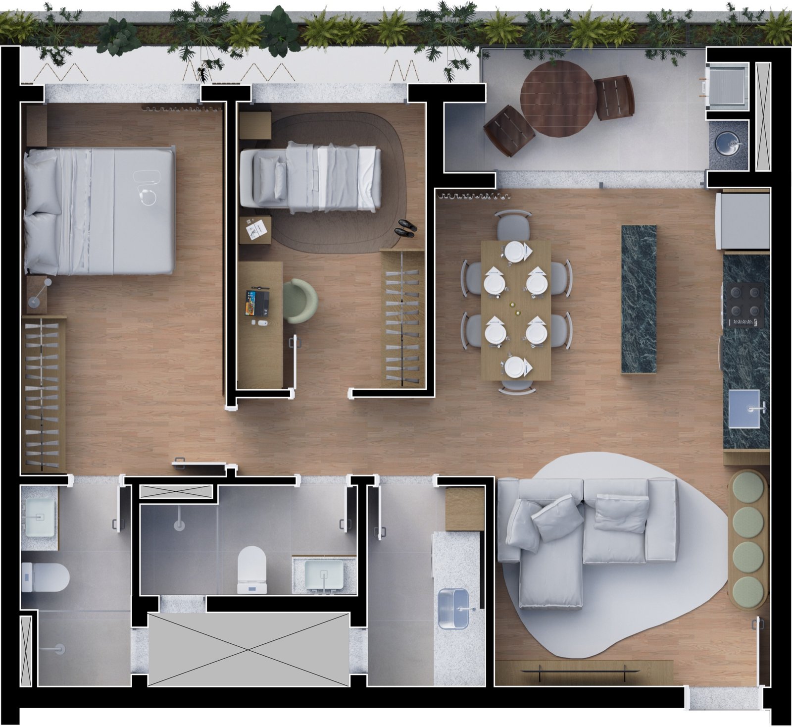 Planta Unidade 03 — 75m²