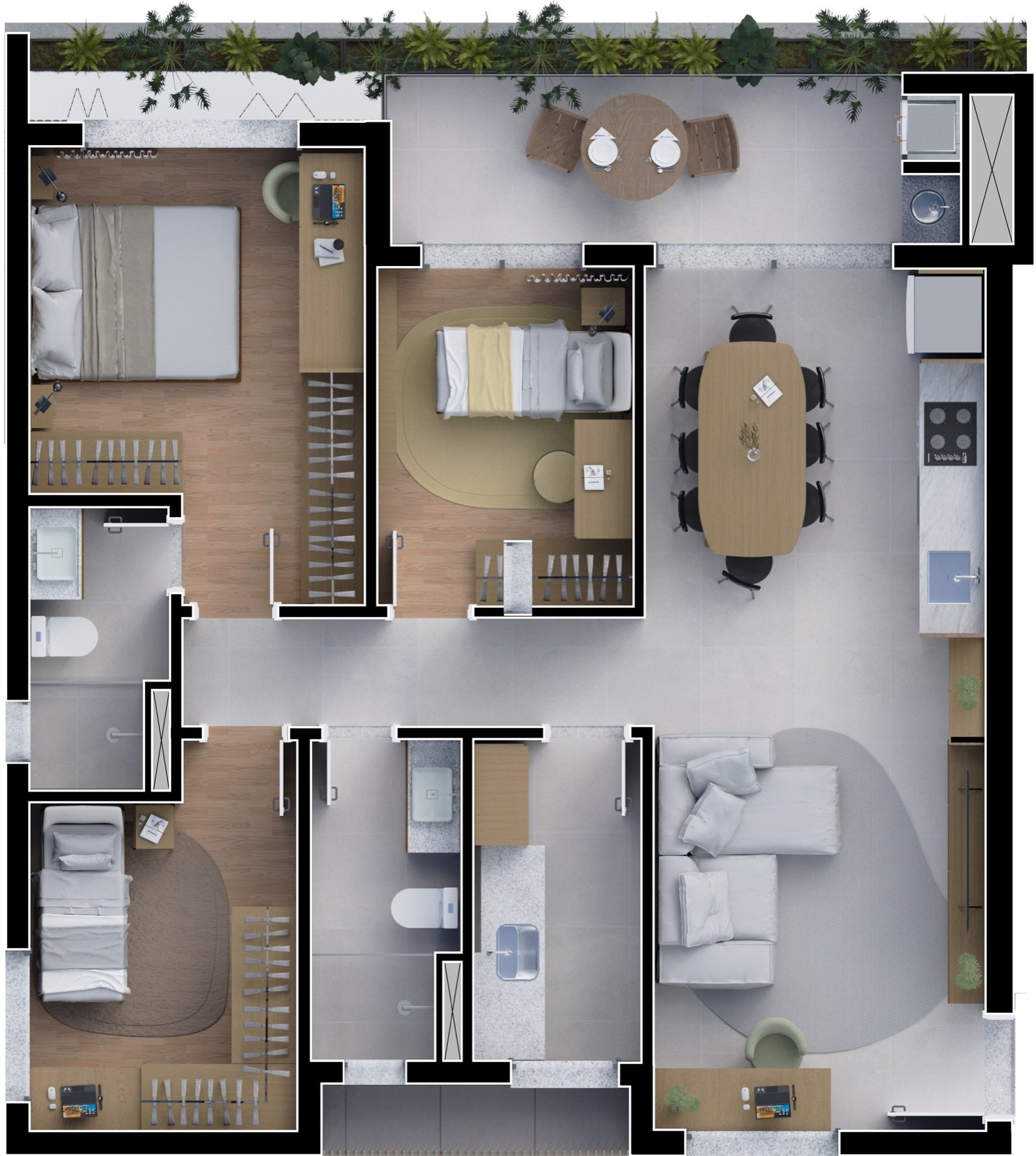 Planta Unidade 04 — 90m²