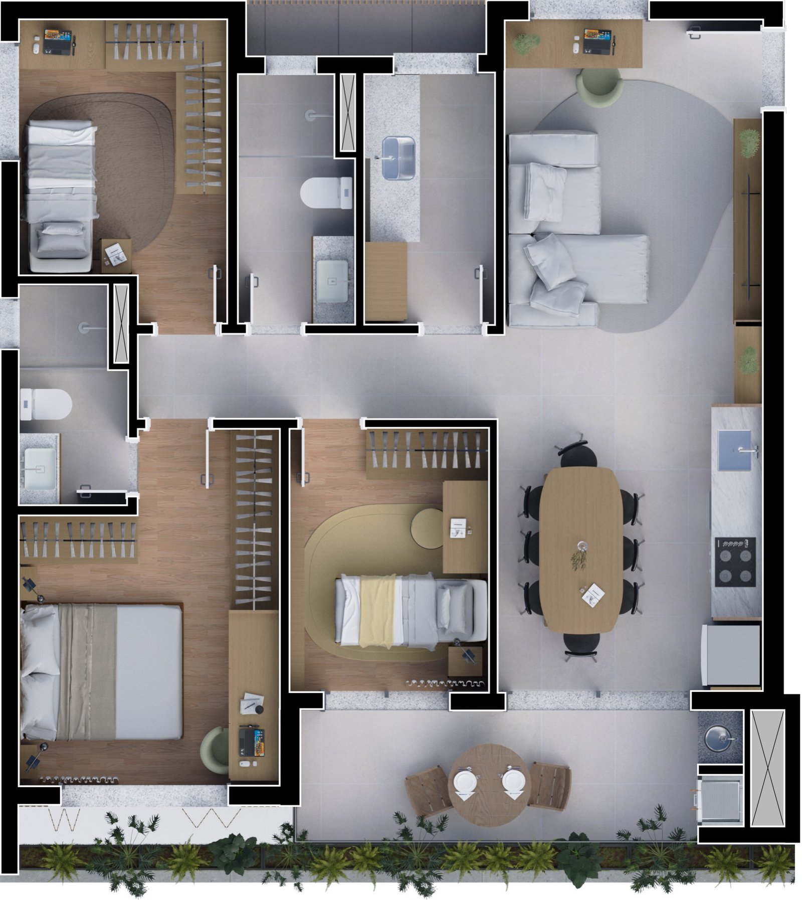 Planta Unidade 05 — 90m²